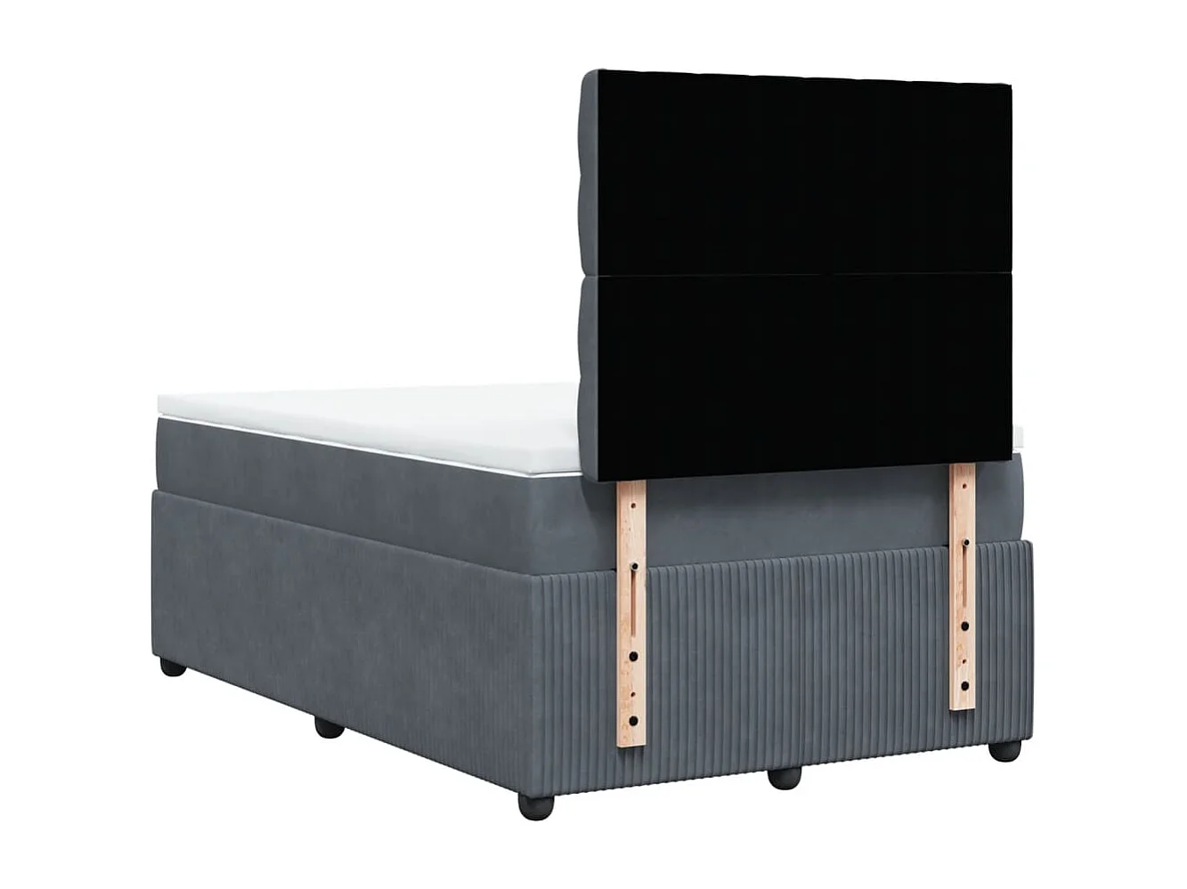 Cama box spring con colchón terciopelo gris oscuro 120x200 cm