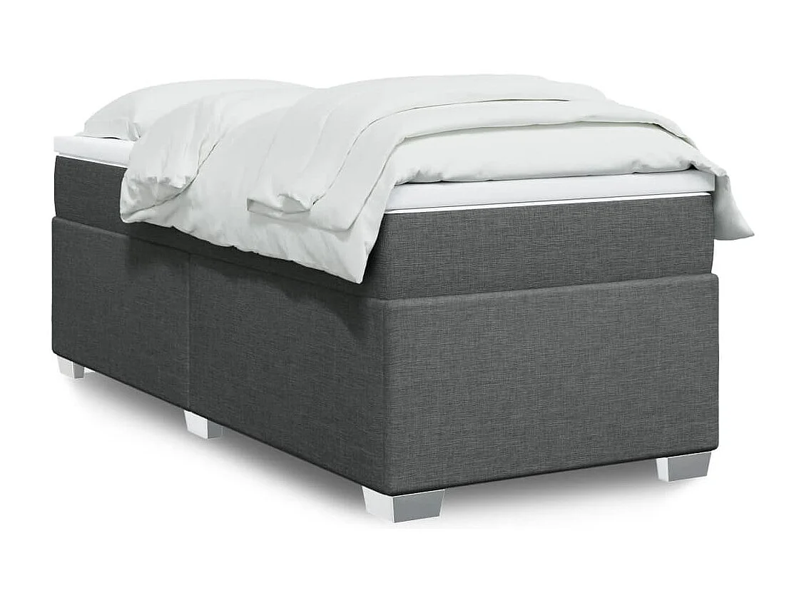 Sommier à lattes de lit et matelas Gris foncé 90x190 cm Tissu