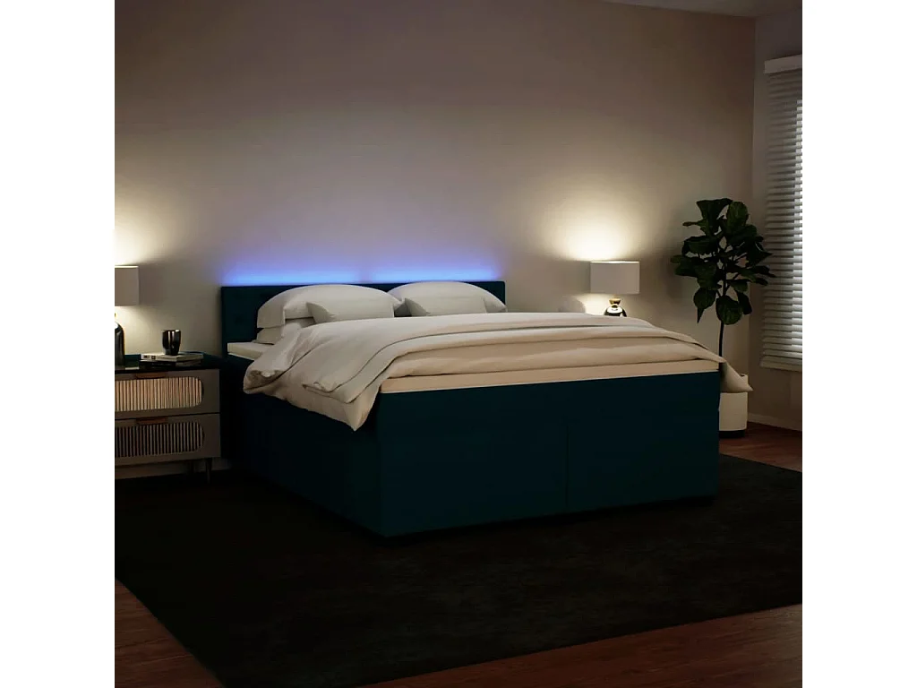 Giroletto a Molle con Materasso Blu 180x200 cm in Velluto