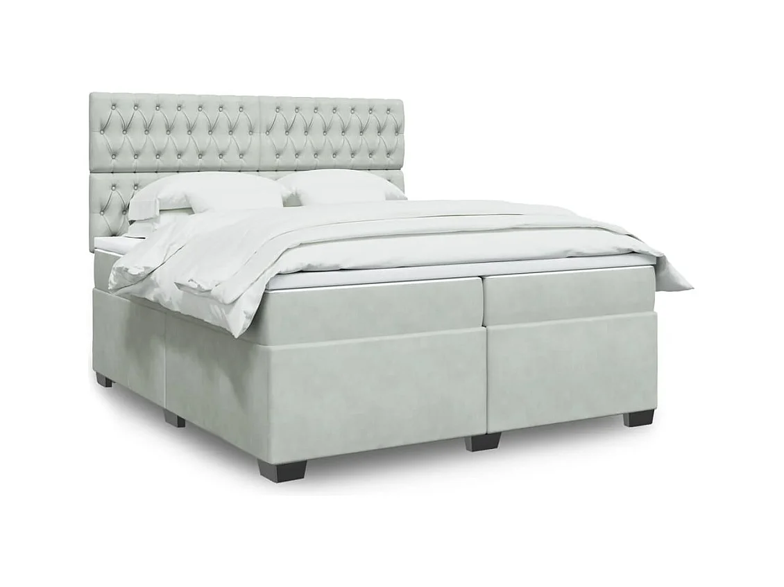 Giroletto a Molle con Materasso Grigio Chiaro 200x200cm Velluto
