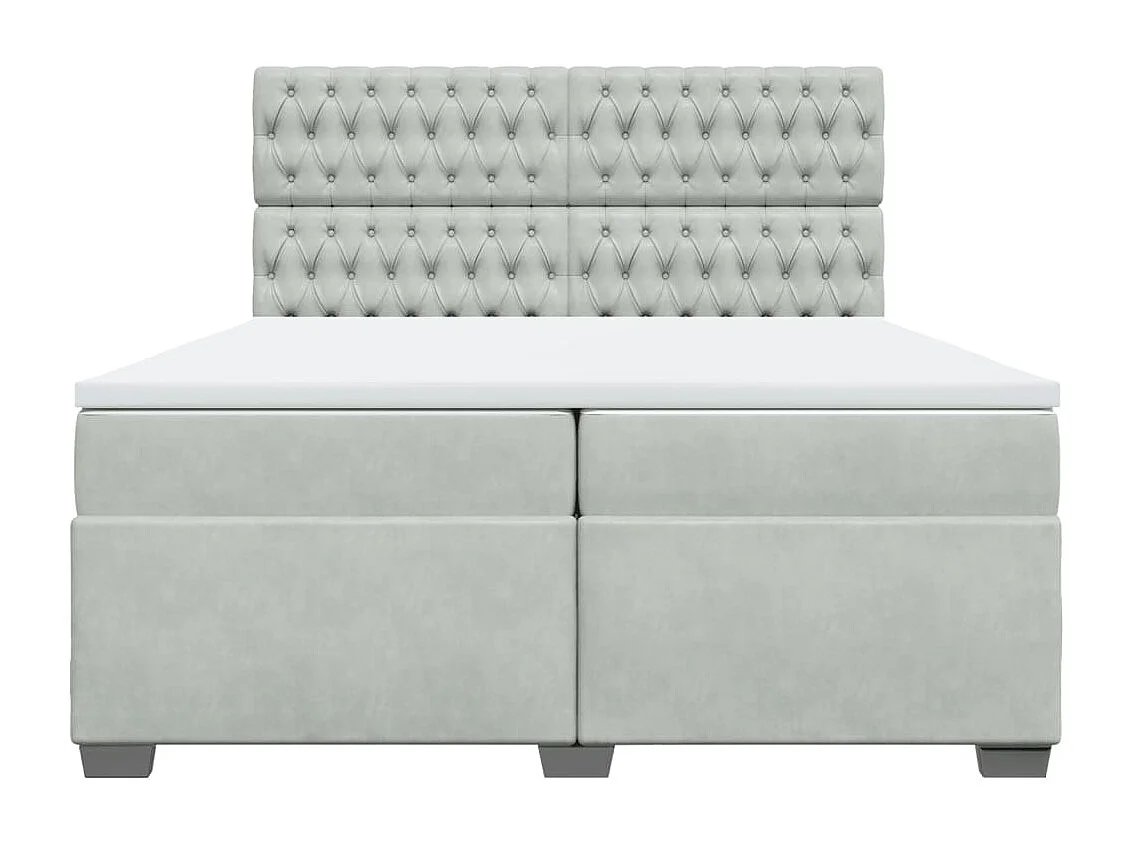 Sommier à lattes de lit et matelas Gris clair 200x200cm Velours