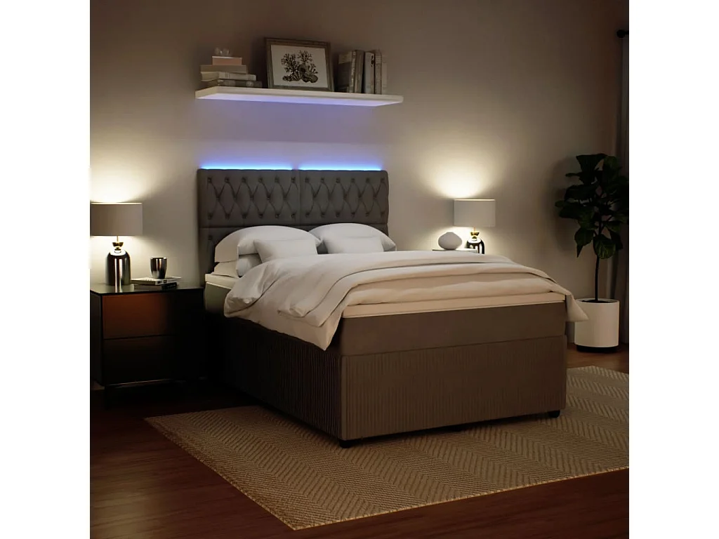 Cama com molas/colchão 140x190 cm veludo cinzento-claro