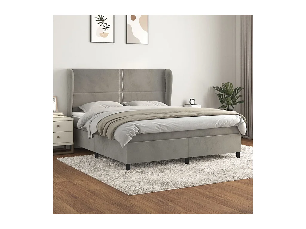 Boxspring met matras fluweel lichtgrijs 160x200 cm