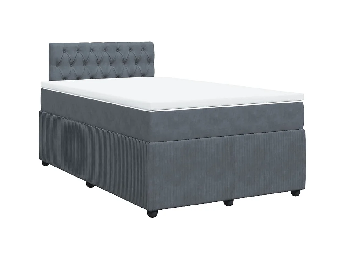 Sommier à lattes de lit et matelas gris foncé 120x190cm velours