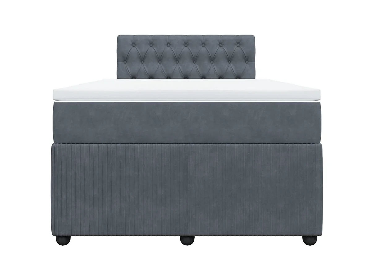 Sommier à lattes de lit et matelas gris foncé 120x190cm velours