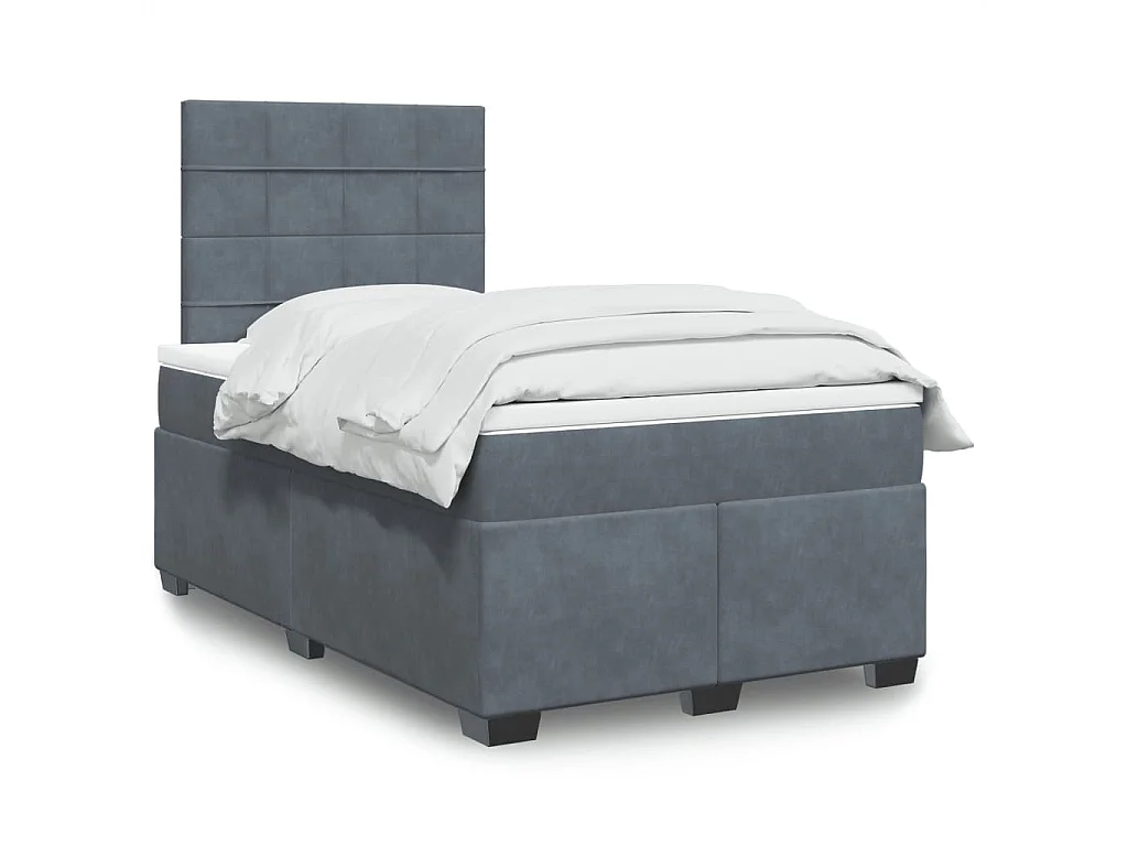 Cama boxspring com colchão 120x190 cm veludo cinzento-escuro