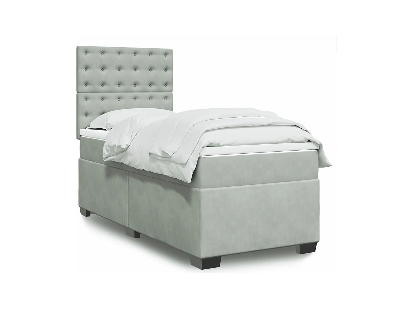 Giroletto a Molle con Materasso Grigio Chiaro 80x200 cm Velluto