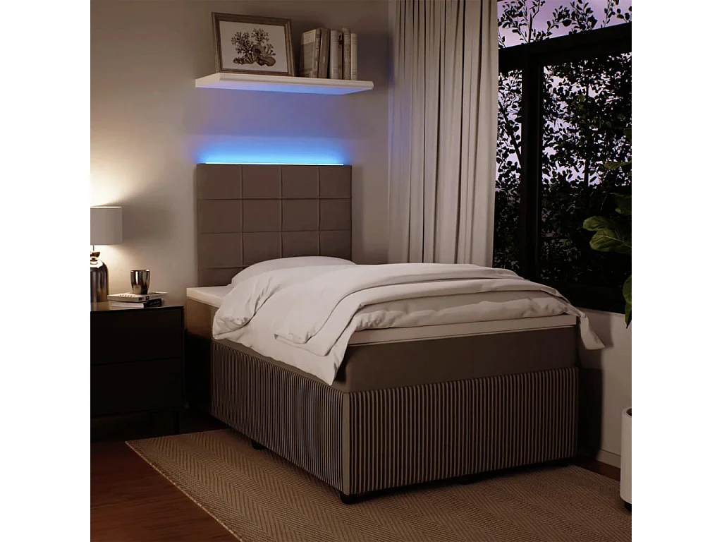 Cama box spring con colchón terciopelo gris claro 120x200 cm