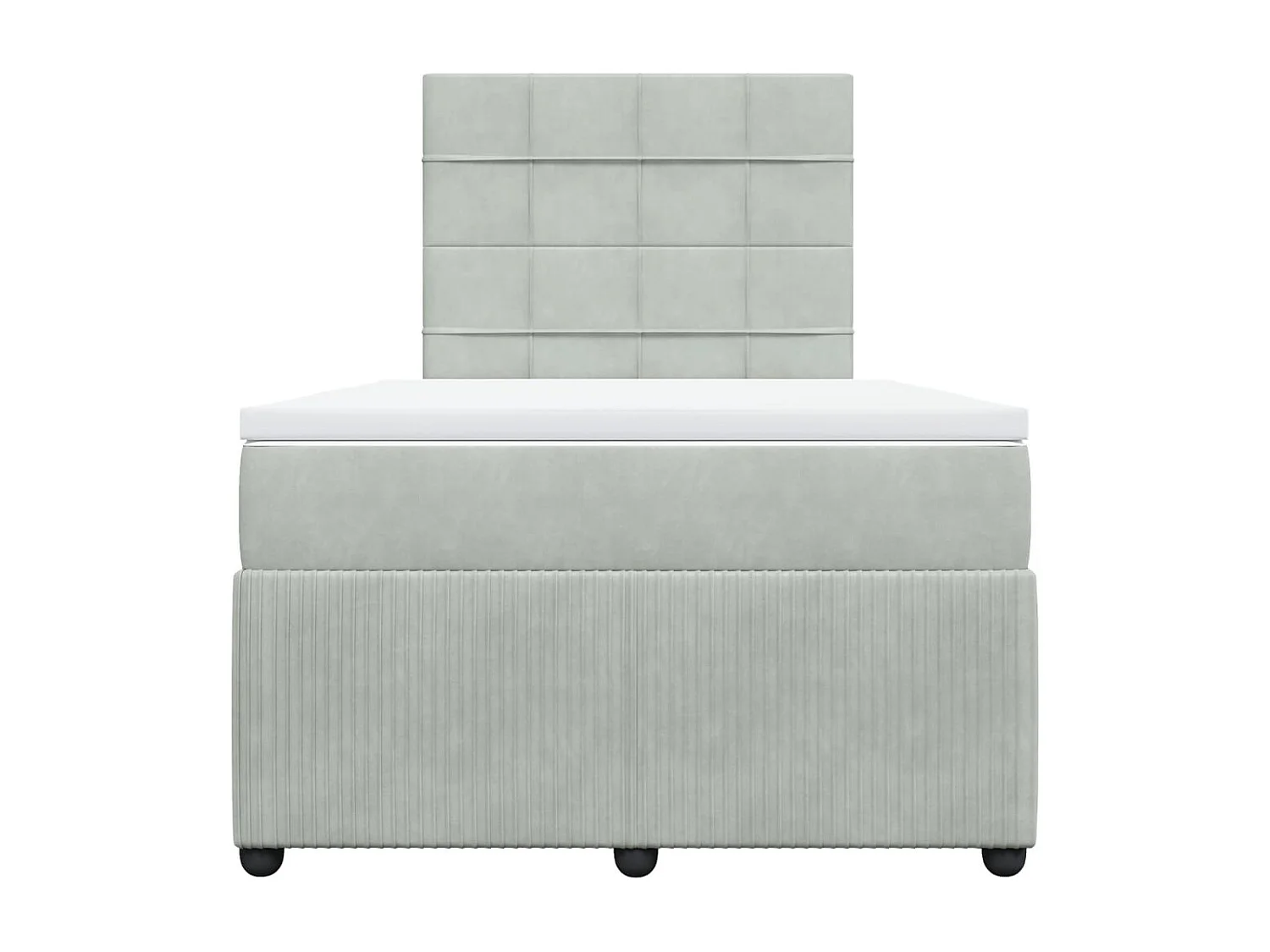 Cama box spring con colchón terciopelo gris claro 120x200 cm