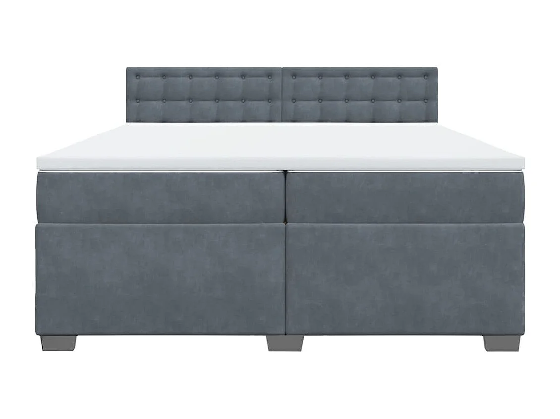 Giroletto a Molle con Materasso Grigio Scuro 200x200 cm Velluto