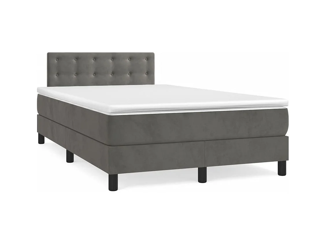 Sommier à lattes de lit et matelas gris foncé 120x190cm velours