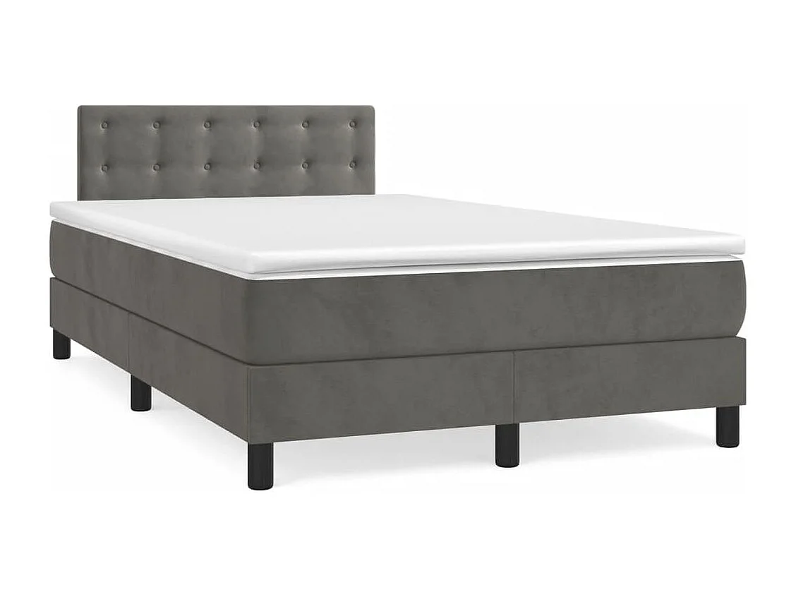 Cama box spring con colchón terciopelo gris oscuro 120x190 cm