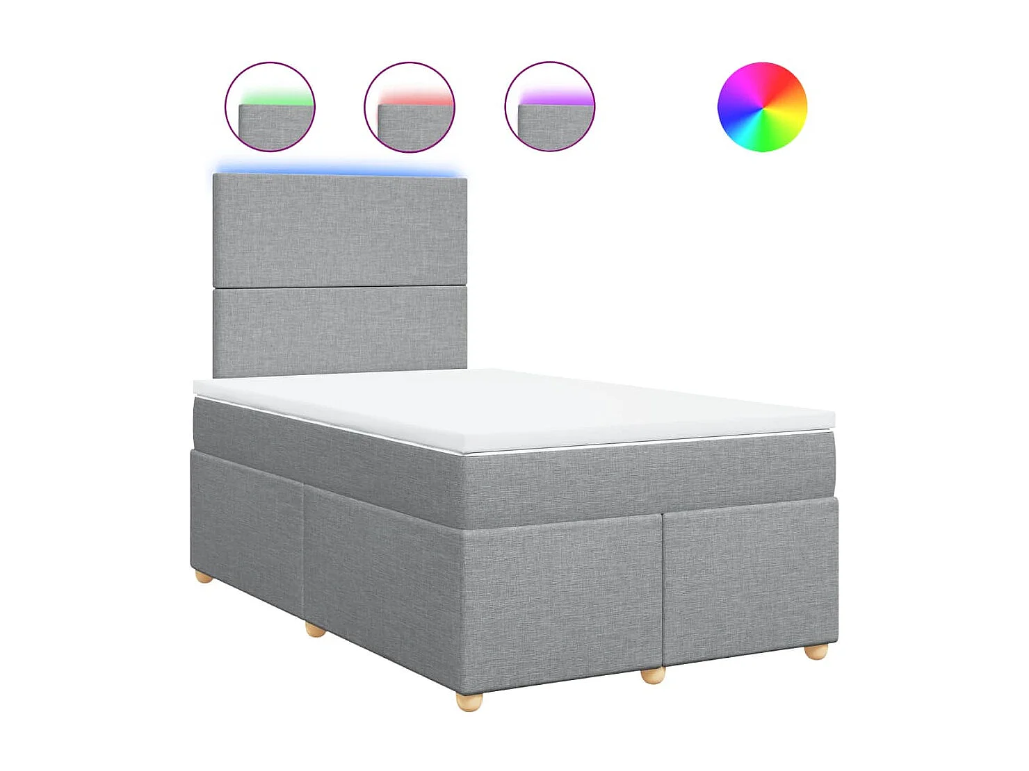 Cama box spring con colchón tela gris claro 120x190 cm