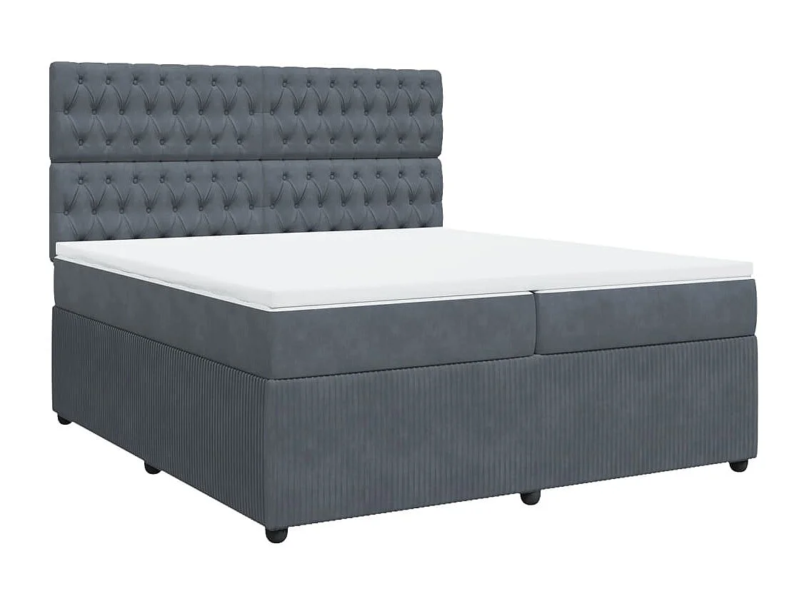 Cama box spring con colchón terciopelo gris oscuro 200x200 cm