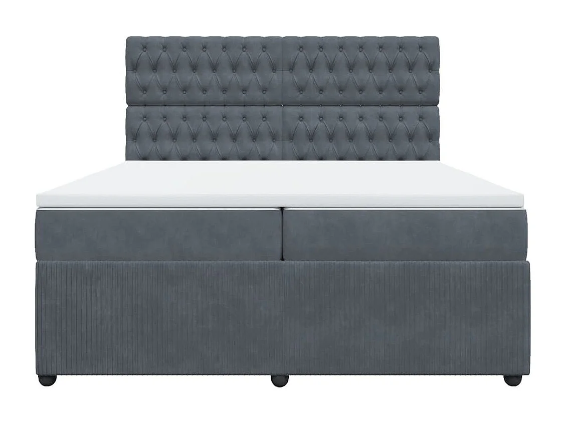 Cama box spring con colchón terciopelo gris oscuro 200x200 cm