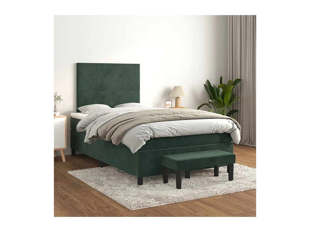Sommier à lattes de lit et matelas Vert foncé 120x200cm Velours