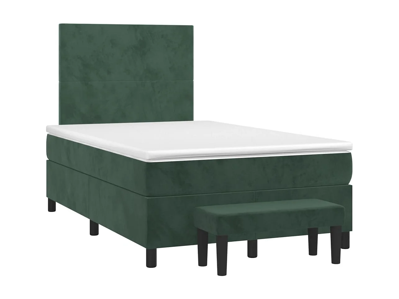 Cama boxspring com colchão 120x200 cm veludo verde-escuro