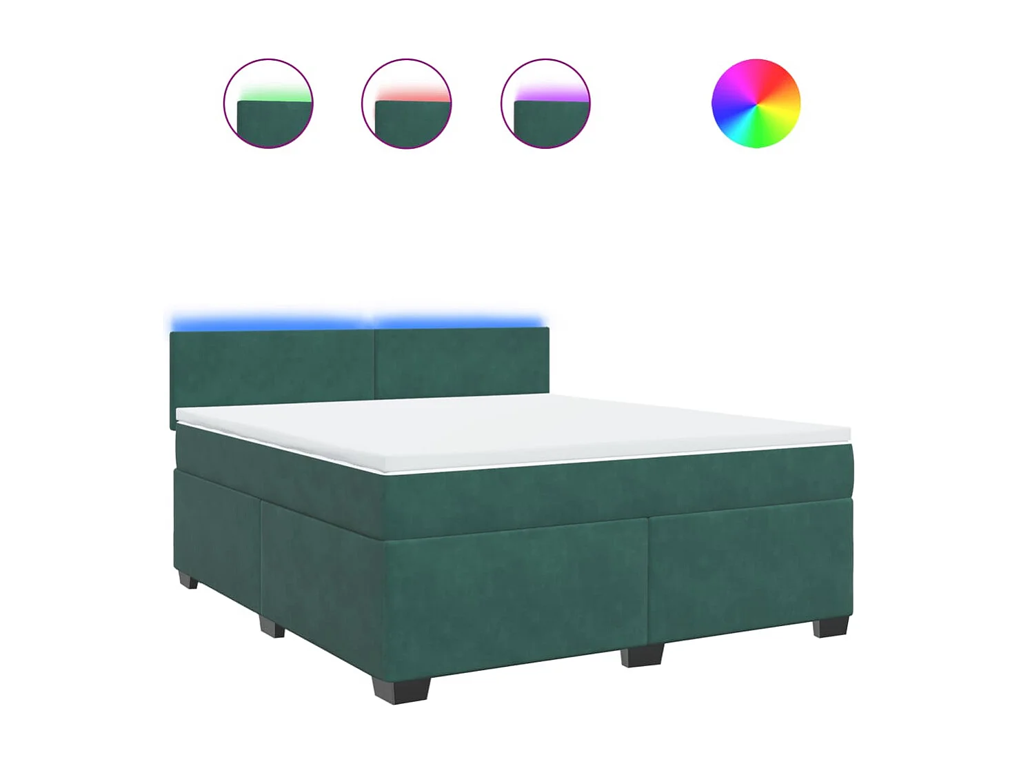 Giroletto a Molle con Materasso Verde Scuro 180x200 cm Velluto