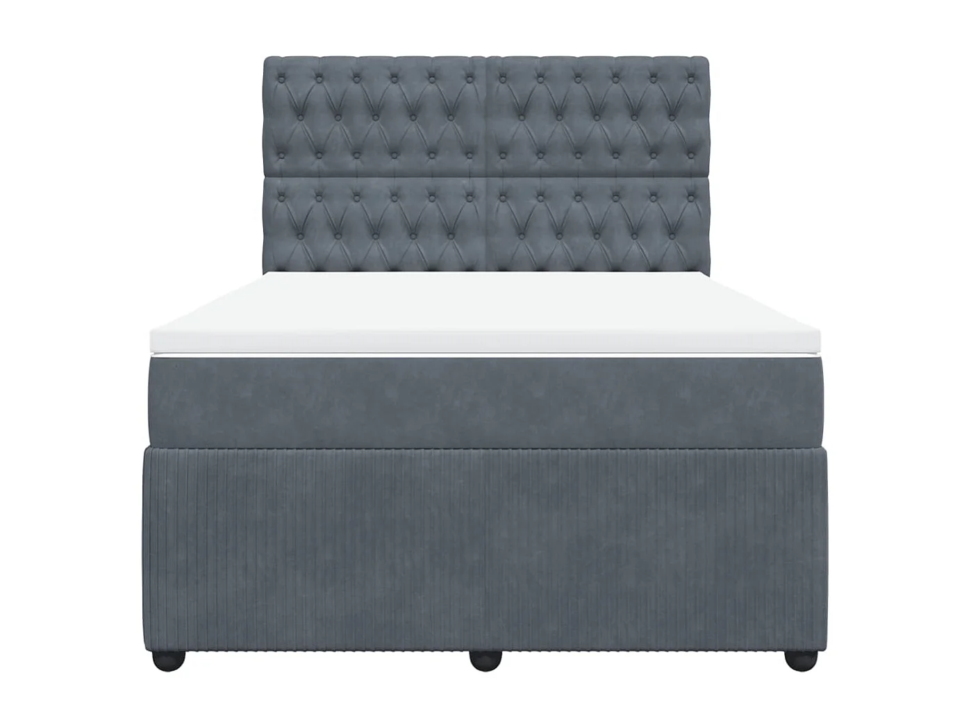 Giroletto a Molle con Materasso Grigio Scuro 140x190 cm Velluto