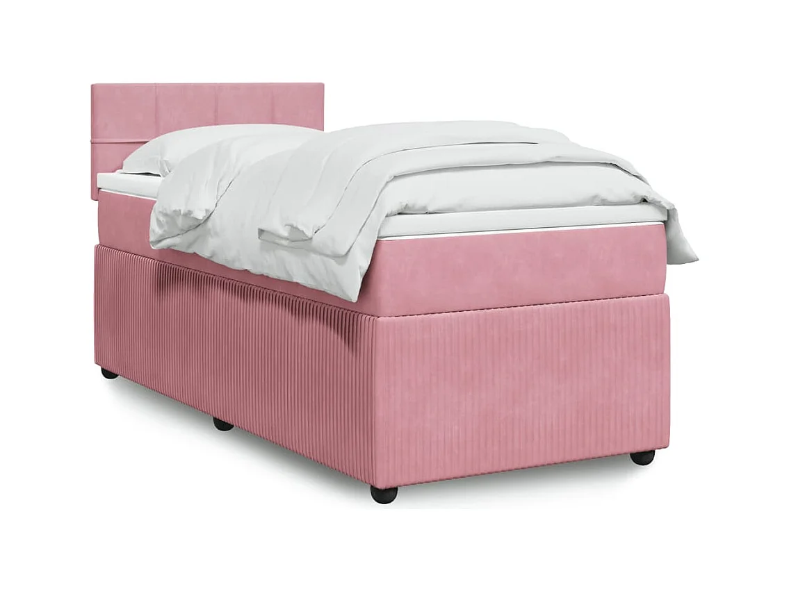 Boxspring met matras fluweel roze 80x200 cm