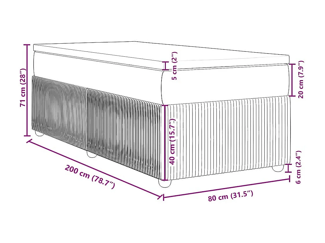 Sommier à lattes de lit et matelas Noir 80x200 cm Velours