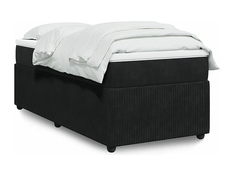 Cama box spring con colchón terciopelo negro 80x200 cm