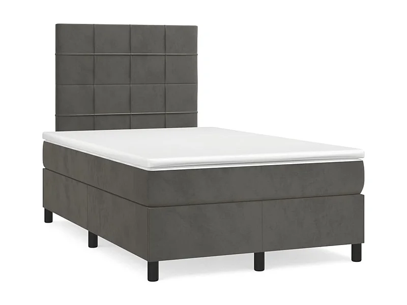 Sommier à lattes de lit et matelas gris foncé 120x190cm velours