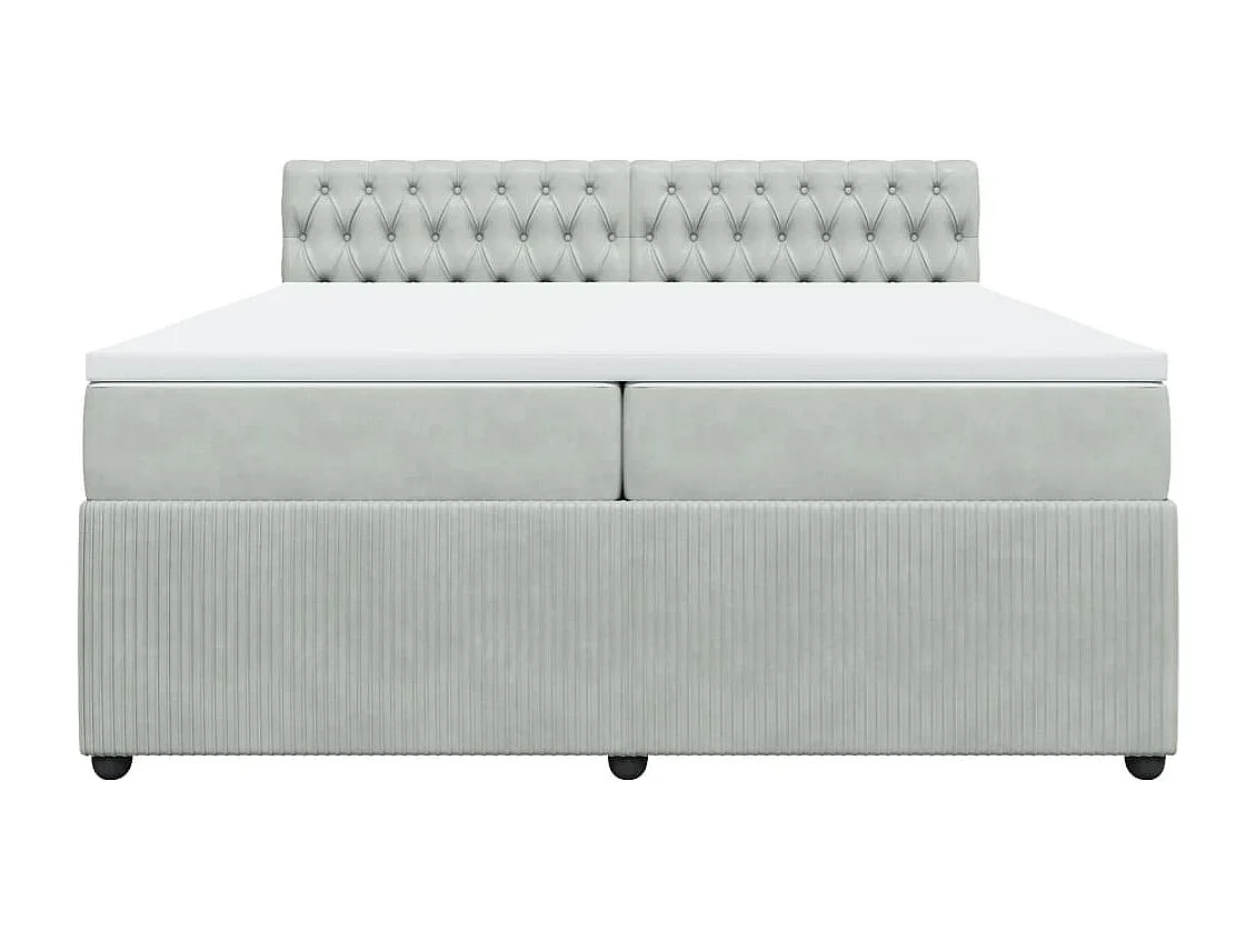 Sommier à lattes de lit et matelas Gris clair 200x200cm Velours