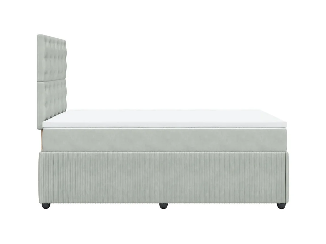 Giroletto a Molle con Materasso Grigio Chiaro 120x200cm Velluto