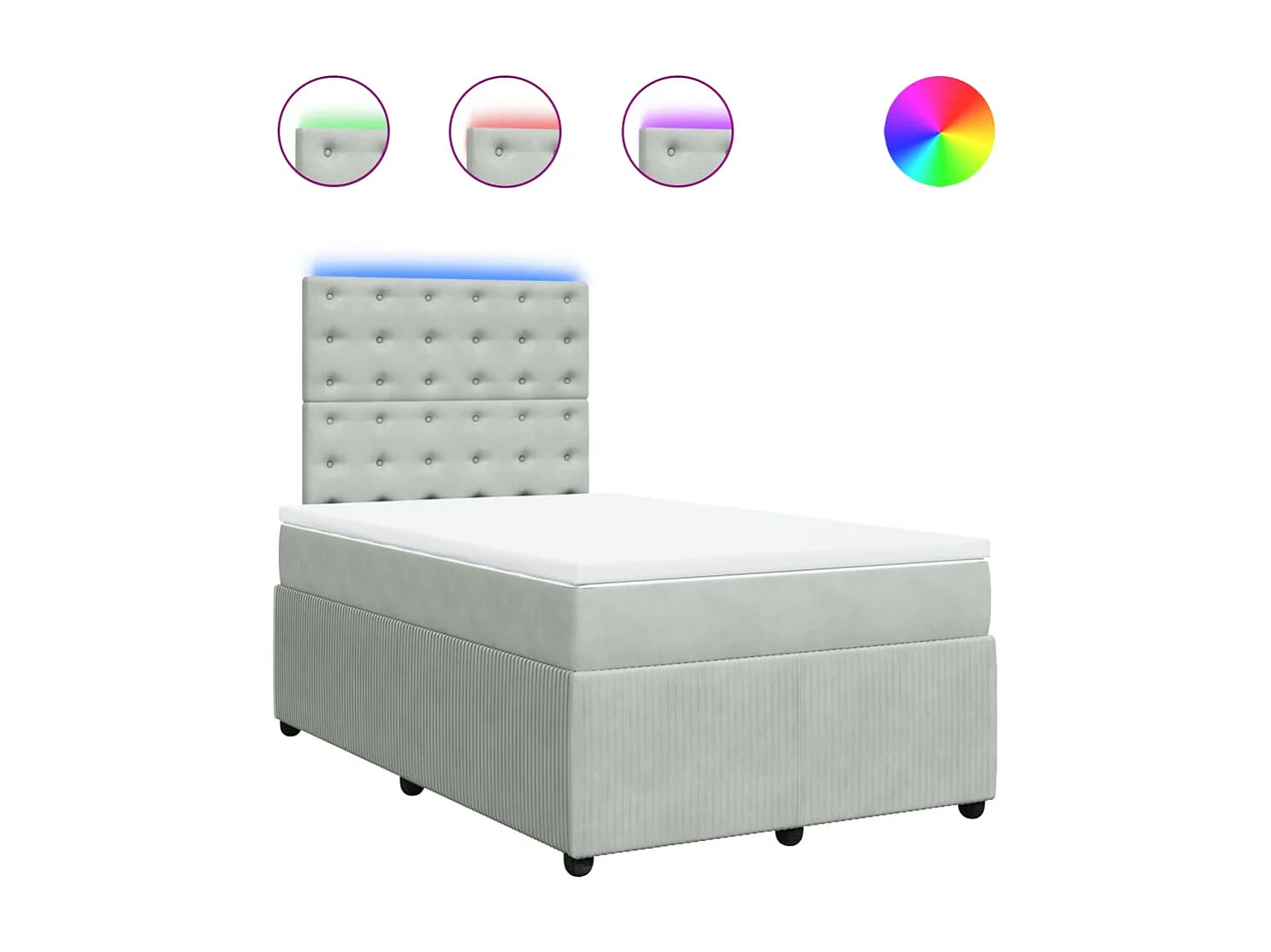 Sommier à lattes de lit et matelas Gris clair 120x200cm Velours