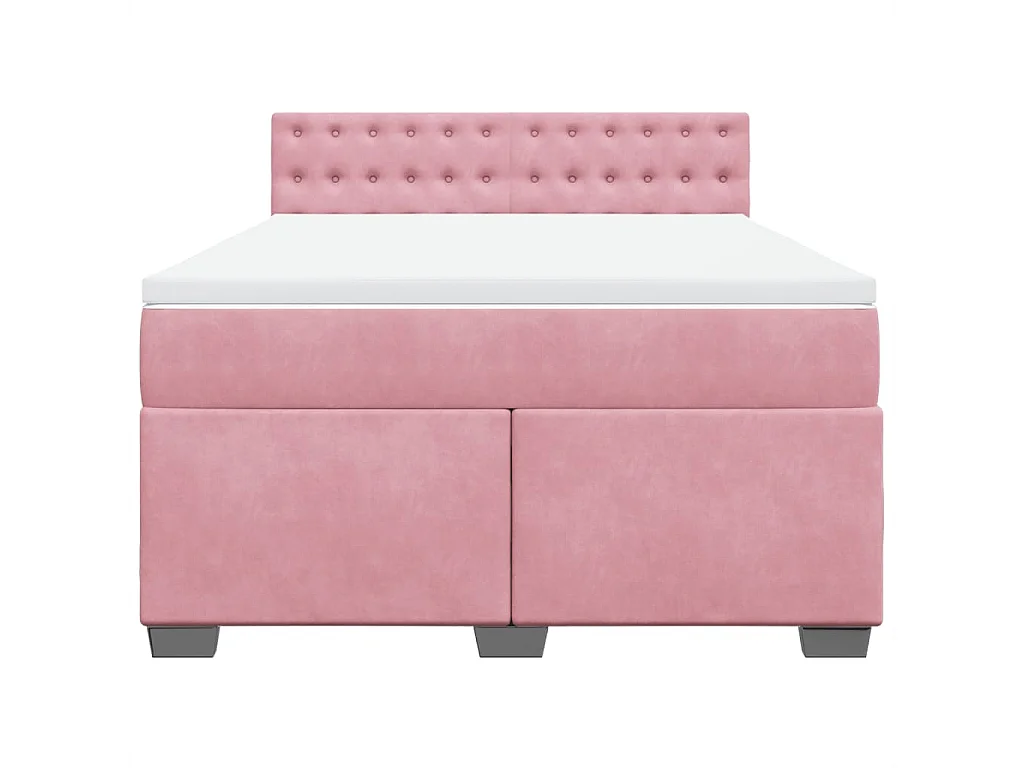 Giroletto a Molle con Materasso Rosa Scuro 140x200cm in Velluto