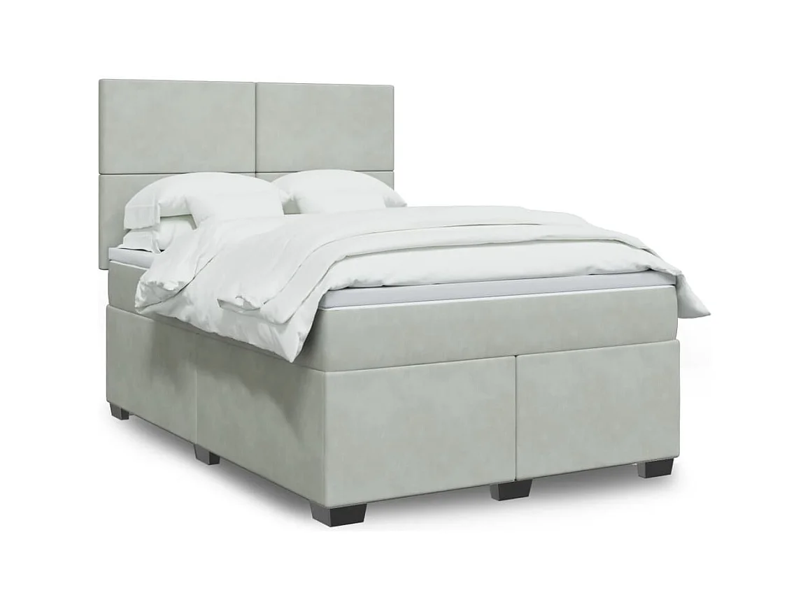 Boxspring met matras fluweel lichtgrijs 140x200 cm