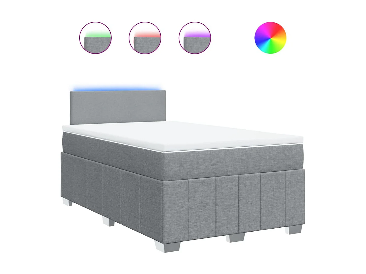 Cama box spring con colchón tela gris claro 120x190 cm