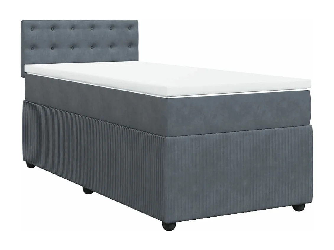 Sommier à lattes de lit et matelas Gris foncé 90x190 cm Velours