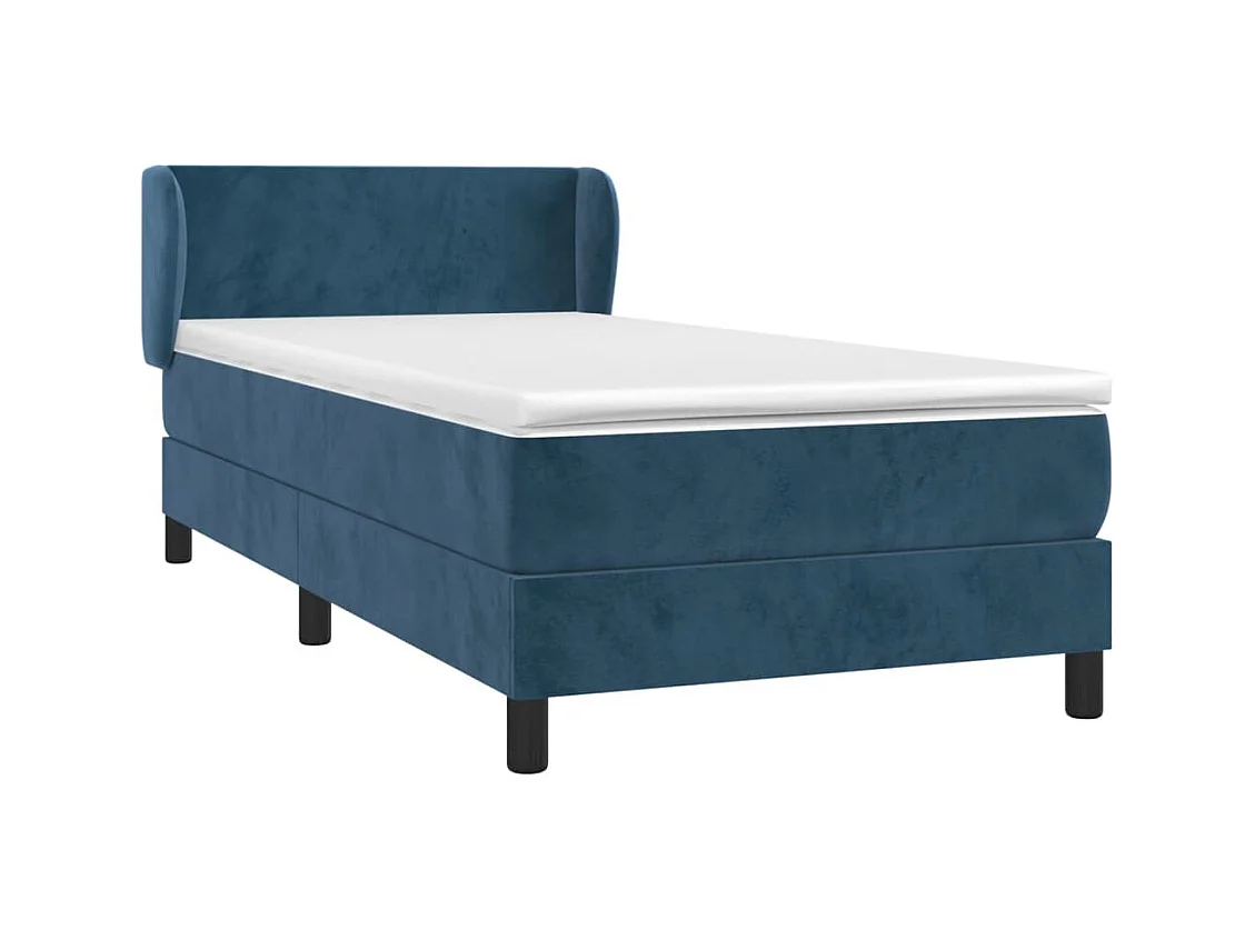 Giroletto a Molle con Materasso Blu Scuro 80x200 cm in Velluto