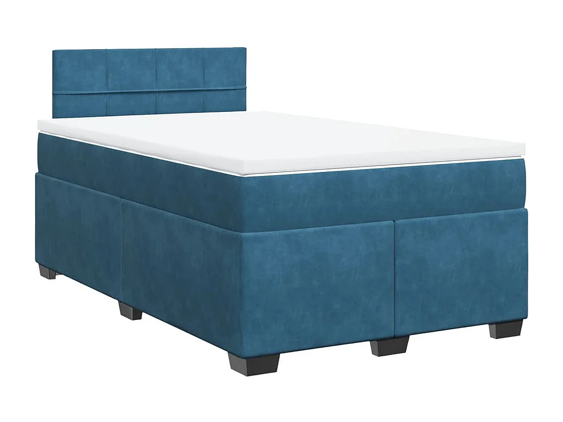 Cama box spring con colchón terciopelo azul oscuro 120x190 cm