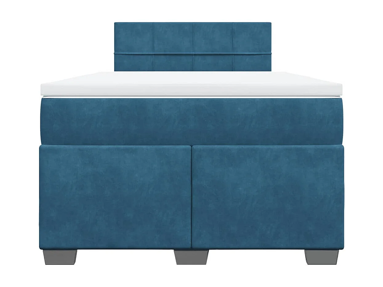 Cama box spring con colchón terciopelo azul oscuro 120x190 cm
