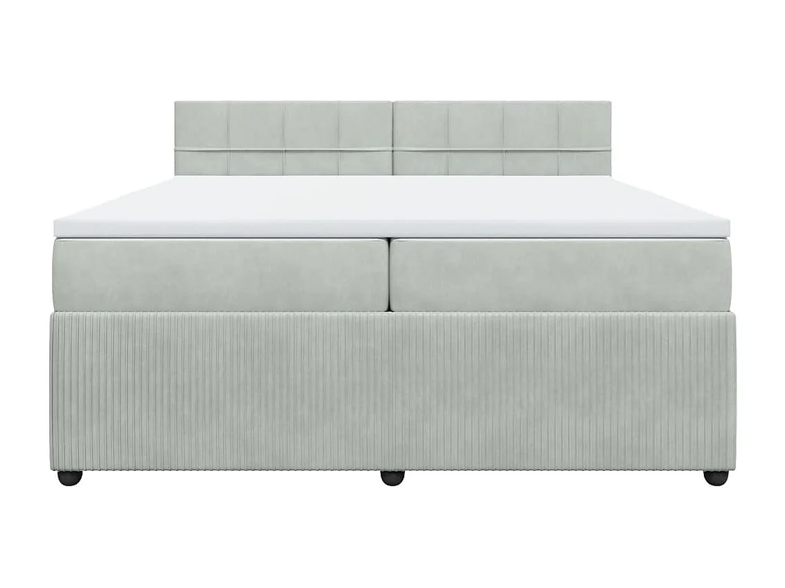 Sommier à lattes de lit et matelas Gris clair 200x200cm Velours