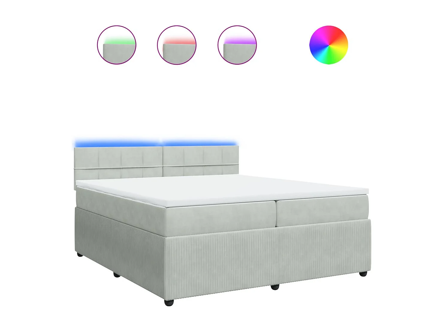 Sommier à lattes de lit et matelas Gris clair 200x200cm Velours