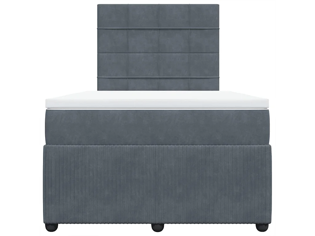 Sommier à lattes de lit et matelas Gris foncé 120x200cm Velours