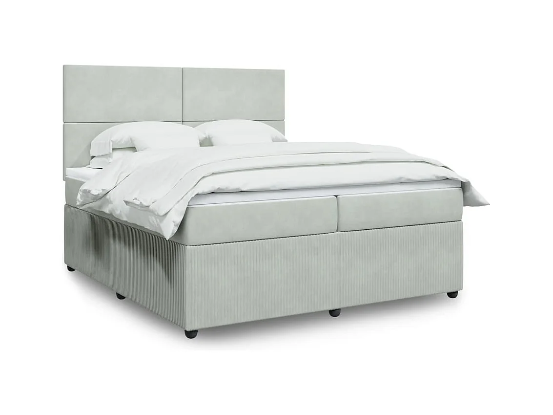 Boxspringbett mit Matratze Hellgrau 200x200 cm Samt