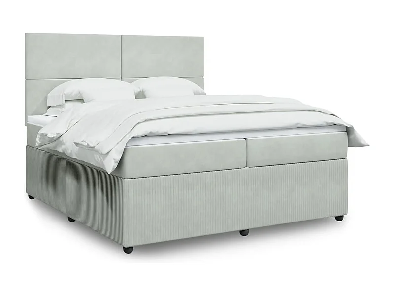 Cama com molas/colchão 200x200 cm veludo cinzento-claro