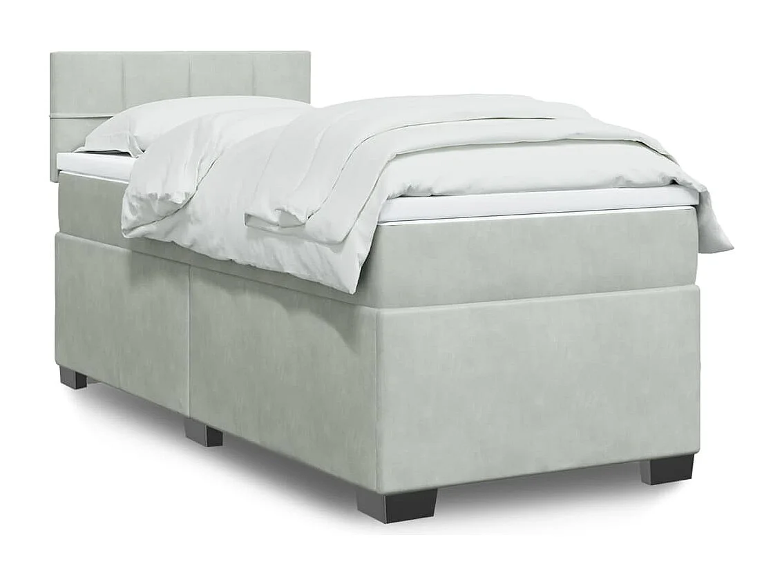Boxspringbett mit Matratze Hellgrau 100x200 cm Samt