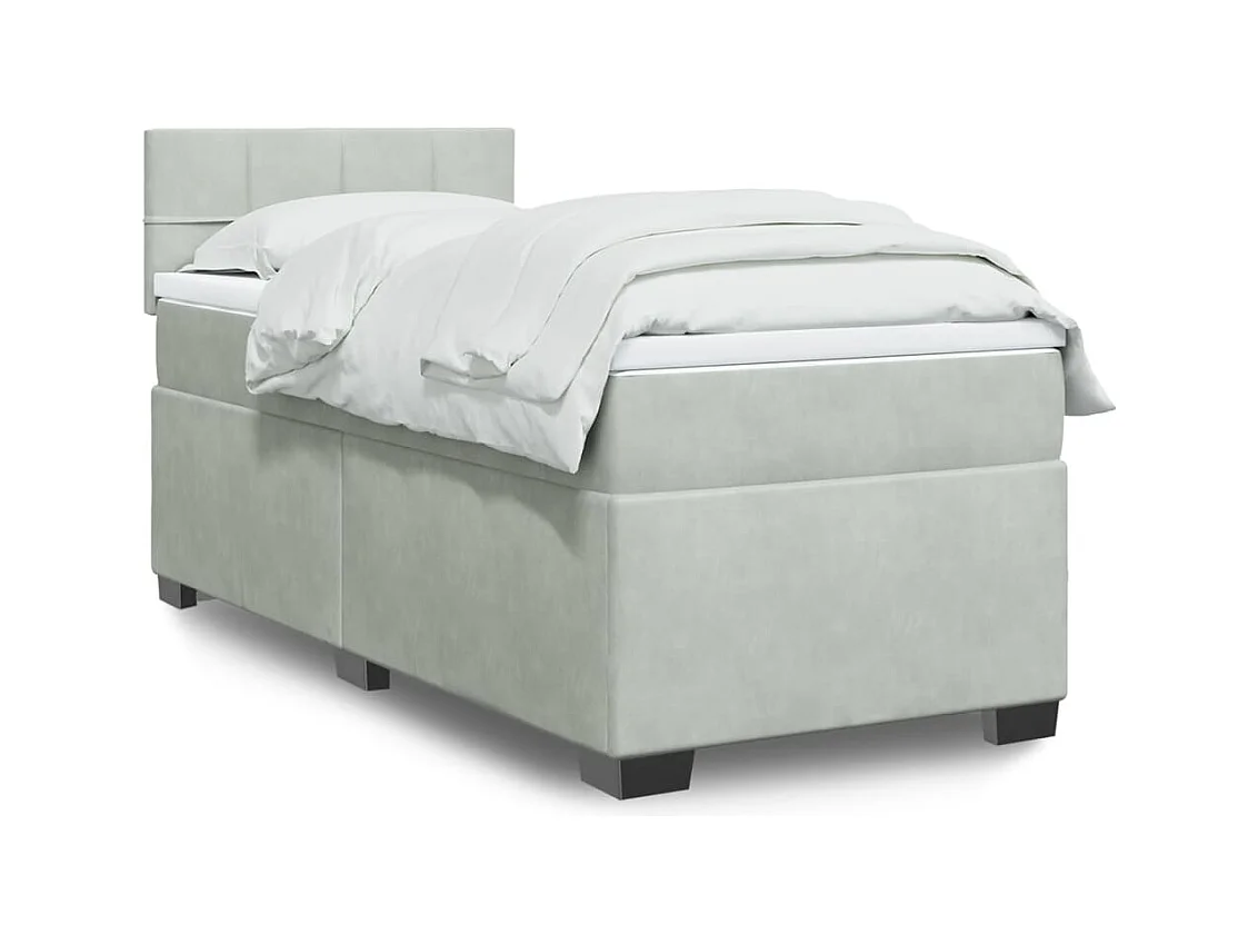 Giroletto a Molle con Materasso Grigio Chiaro 100x200cm Velluto