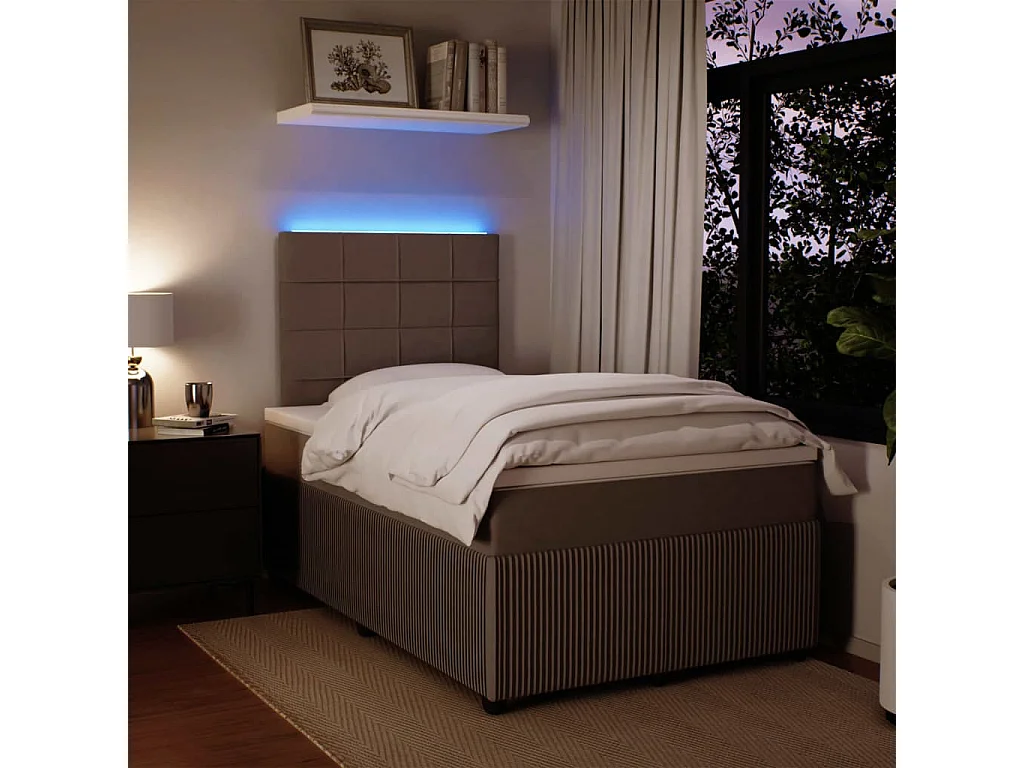 Sommier à lattes de lit et matelas gris clair 120x190cm velours