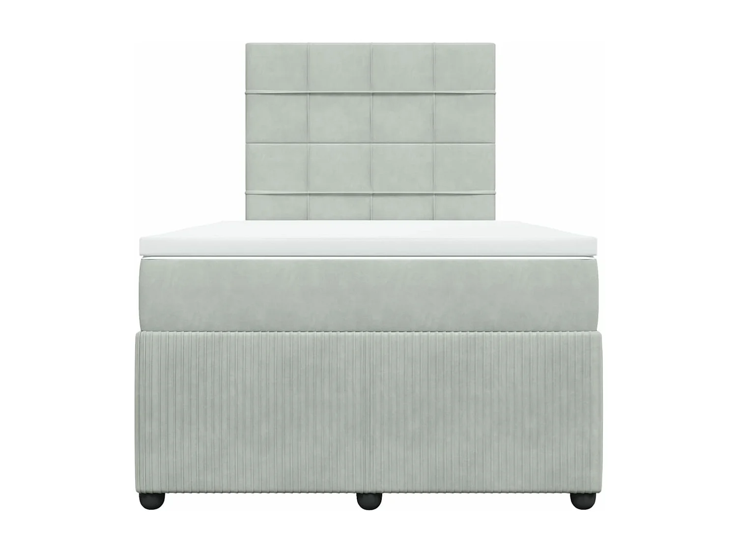 Sommier à lattes de lit et matelas gris clair 120x190cm velours