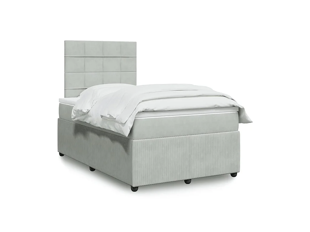 Sommier à lattes de lit et matelas gris clair 120x190cm velours
