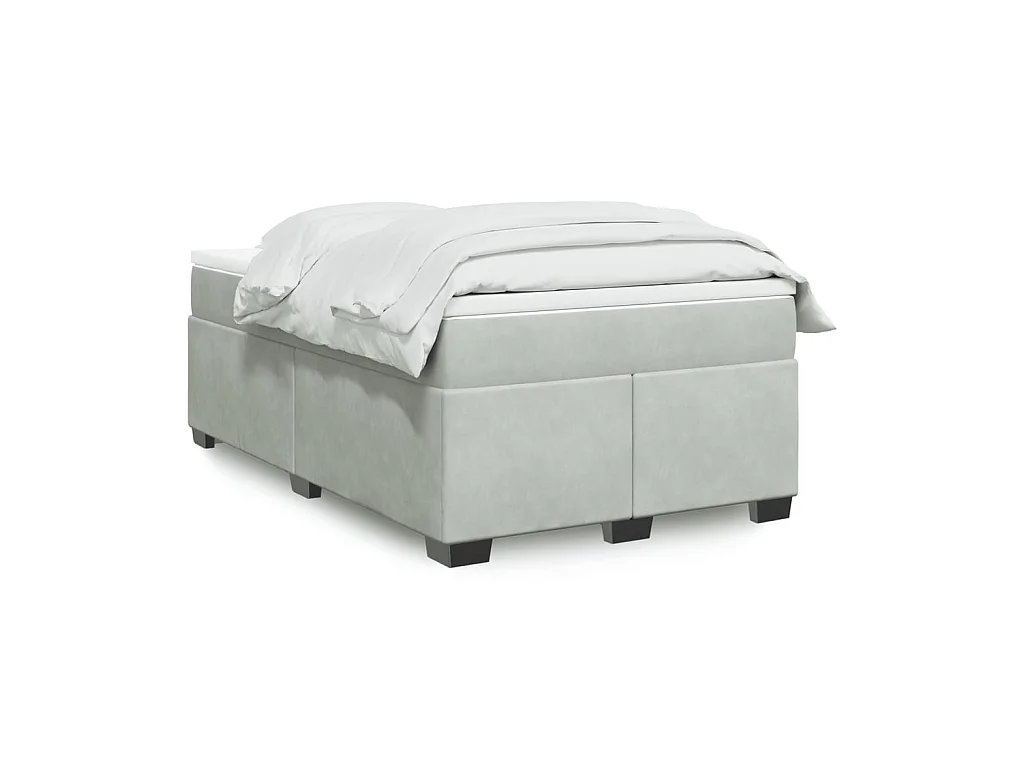 Giroletto a Molle con Materasso Grigio Chiaro 120x190cm Velluto