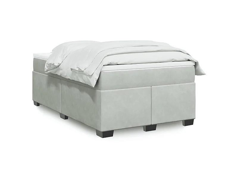 Giroletto a Molle con Materasso Grigio Chiaro 120x190cm Velluto