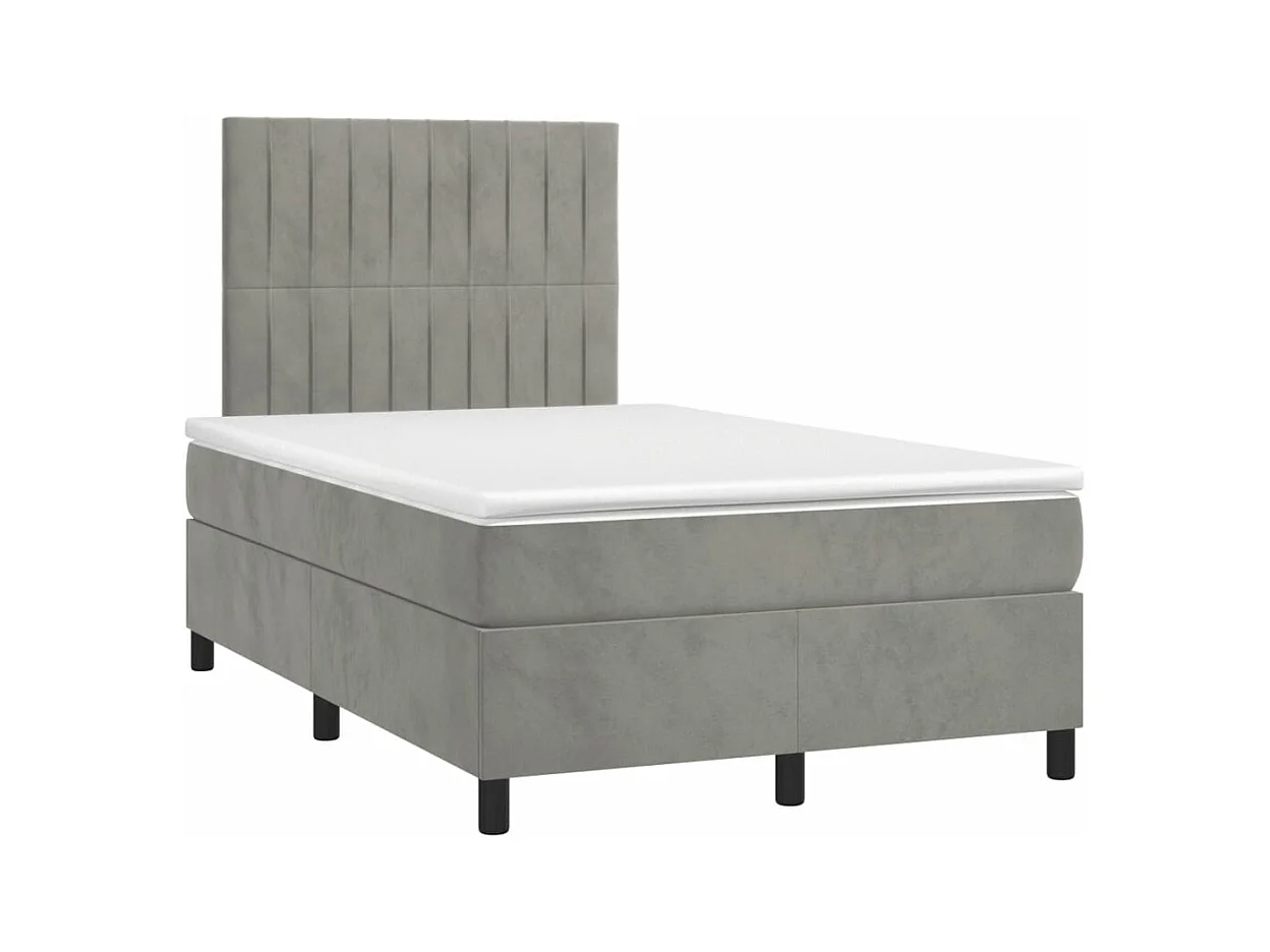 Boxspring met matras fluweel lichtgrijs 120x190 cm